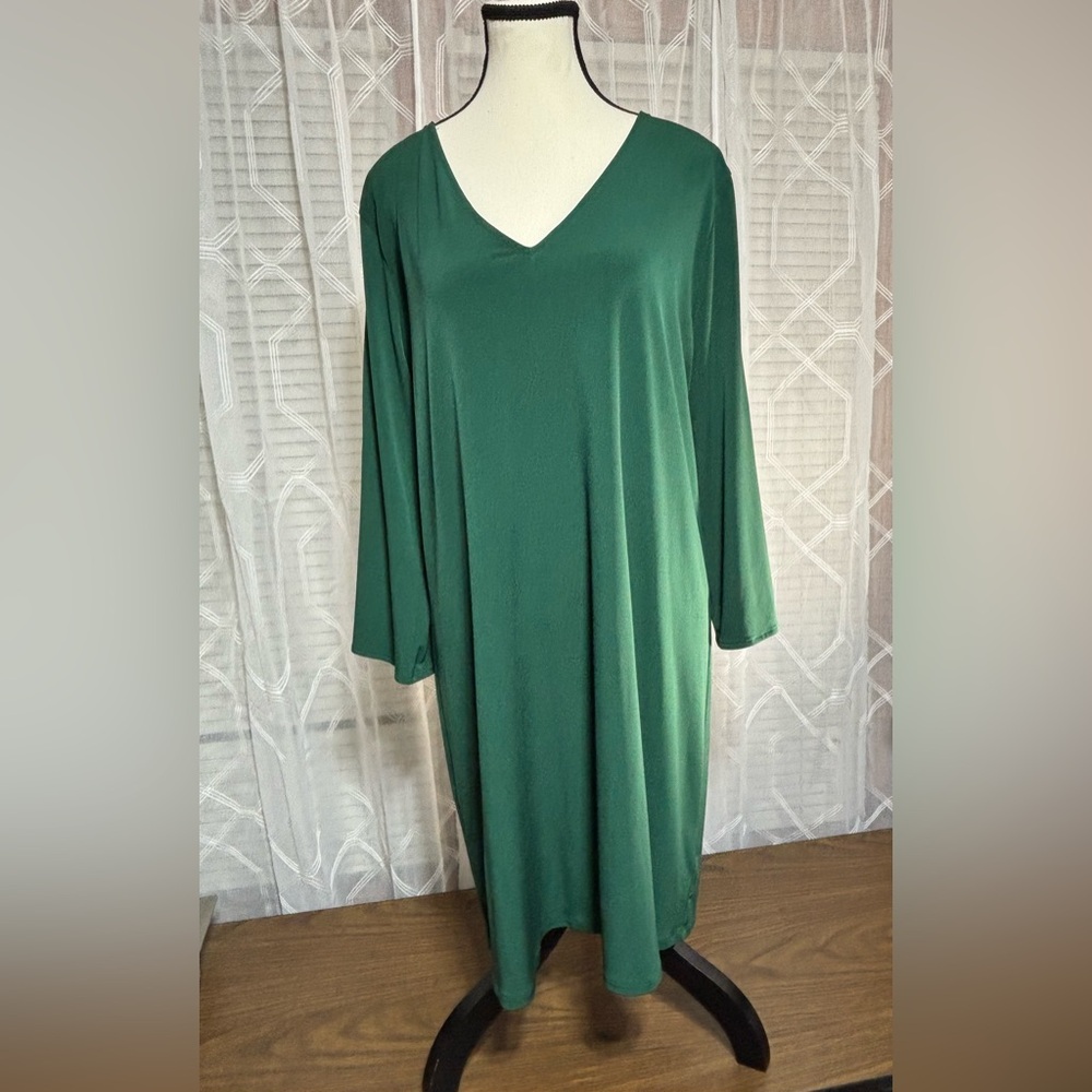 Michael Kors XL Emerald Green Elegant Dress Gold chain closure cuff 36”L 23”p2p